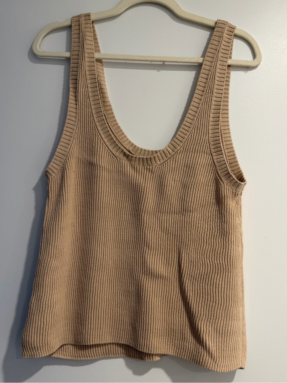 & Other Stories Ribbed Scoop Neck Tank Top in Beige